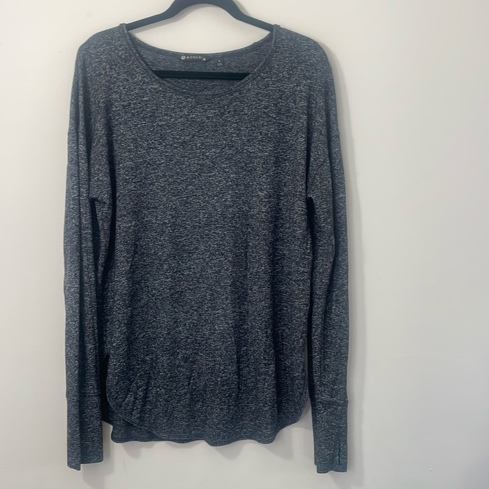 Athleta Black/Off White Speckled lightweight sweatshirt